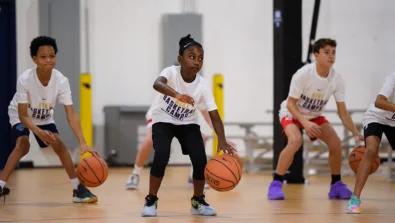 Coed dribbling drill