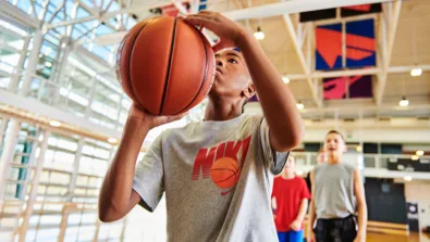 Boys shooting free throw