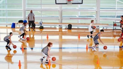Coed half court dribbling drill