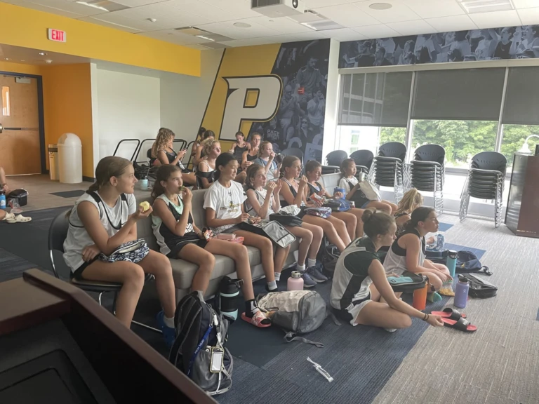 Pace University Girls Lacrosse Lunch in Pace room