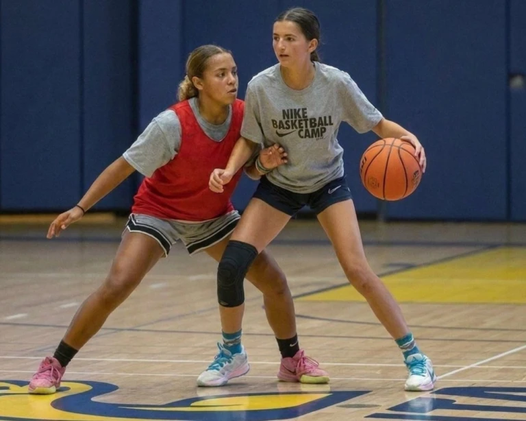 USSC Website Header Basketball girls playing basketball post move 1