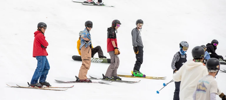 Windells Ski Camp camper wait to hit rail jpg