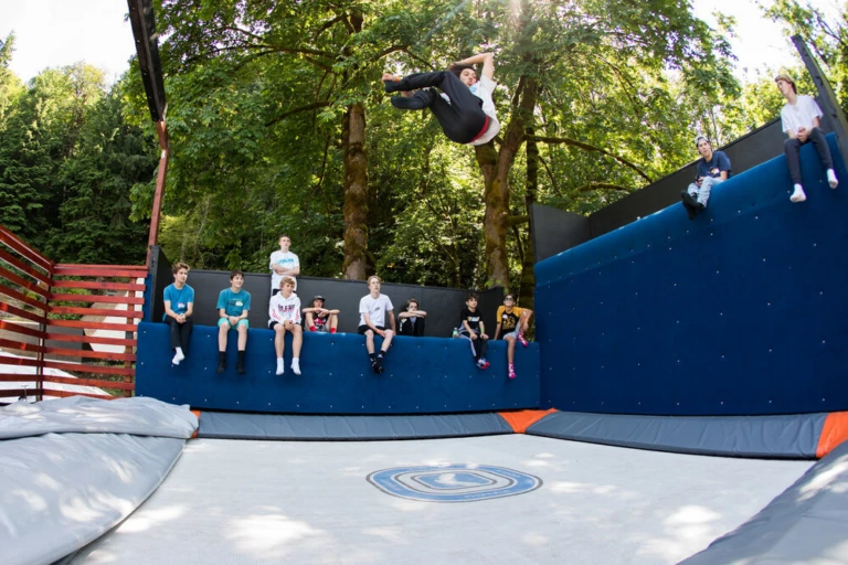 Trampoline Time at Camp Seek Skate Camp