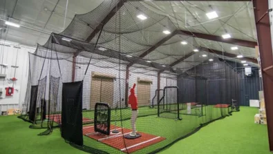 Indoor hitting and pitching cages at Fairfield University