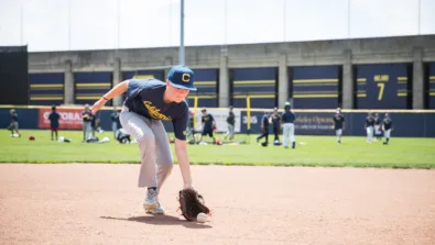 Fielding grounder at Cal Baseball Camp