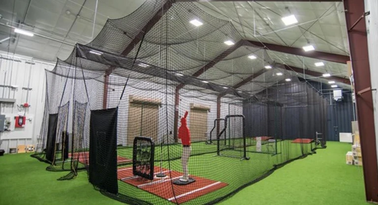 Indoor hitting and pitching cages at Fairfield University