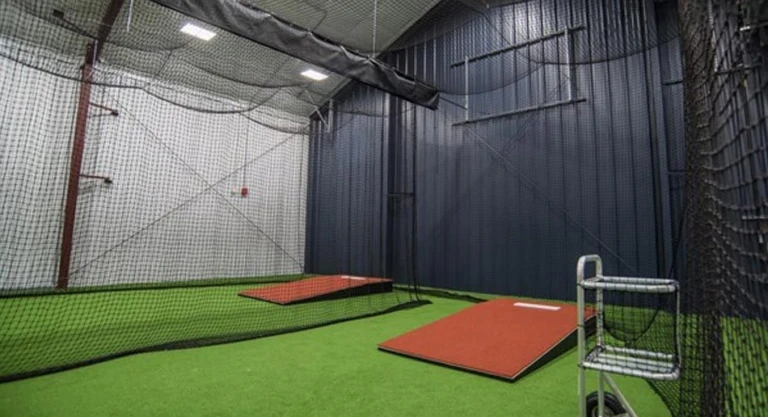 Two indoor mounds at the hitting and pitching facility at FU