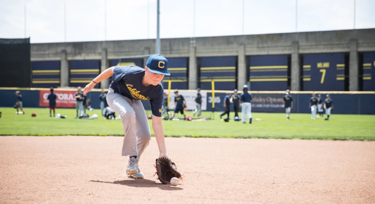 Fielding grounder at Cal Baseball Camp