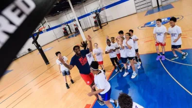 Coed alpharetta team break basketball