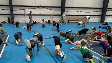 Thayer sports center nike basketball camp stretching