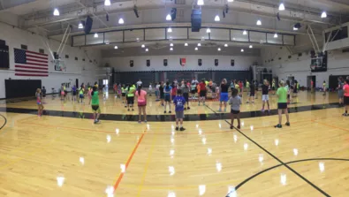 Lewis Clark College Girls Warmups at youth basketball camp in portland, oregon
