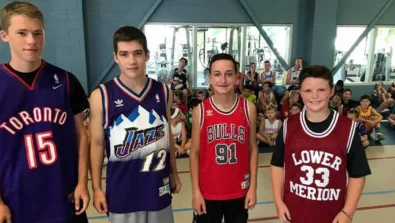 Saint Anselm New Hampshire Friends at the youth basketball camp