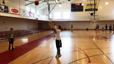 Hyannis Youth and Community Center Free Throw Drills at the basketball camp in Massachusetts