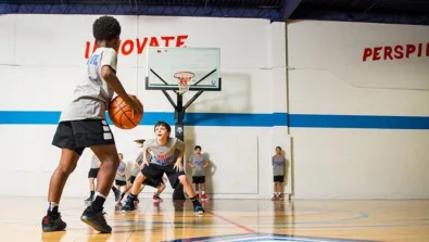 Boys Scrimmage at the Nike Basketball Camp.