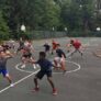 Saint Anselm College in NH doing basketball footwork drills