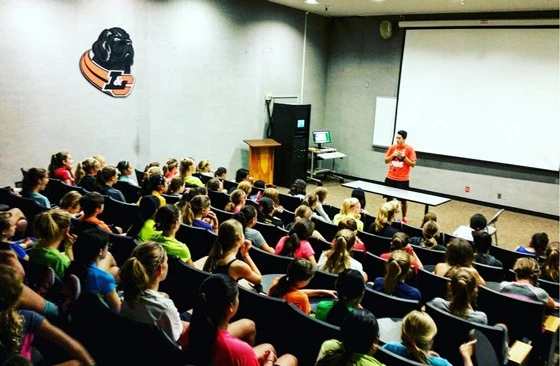 Lewis Clark College Girls Classroom for youth basketball girls camp