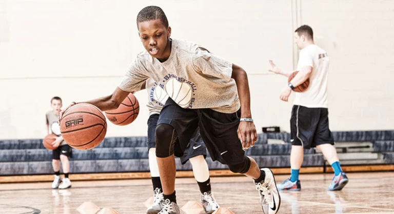 Boys Cone Drill at the boys basketball camp.