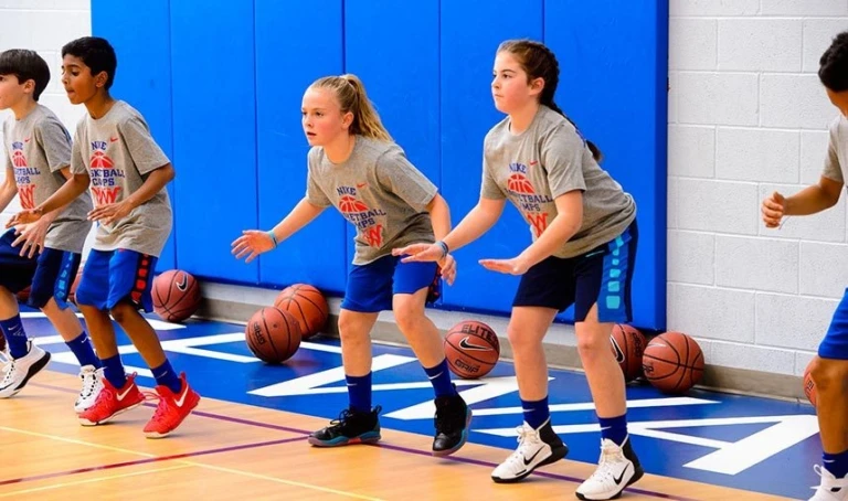 Coed Stance Drill at the basketball camp