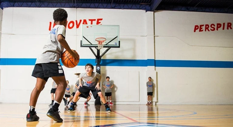 Boys Scrimmage at the Nike Basketball Camp.