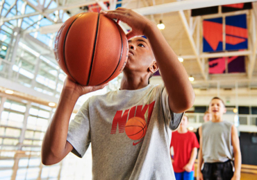 Boys shooting free throw
