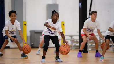 Coed dribbling drill