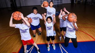 Girls team pic jumping smiling