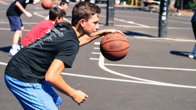Snow Valley Basketball Camp Westmont College Outdoor Dribbling Drill santa barbara, ca basketball camps