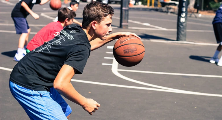Snow Valley Basketball Camp Westmont College Outdoor Dribbling Drill santa barbara, ca basketball camps