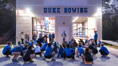 Duke rowing boathouse night