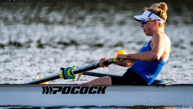 Duke rowing outdoor close up side view