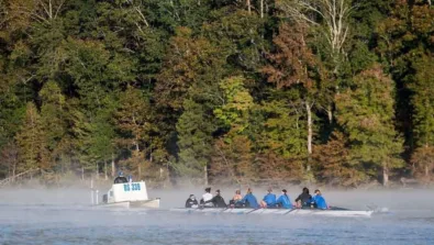 Duke rowing outdoor with launch