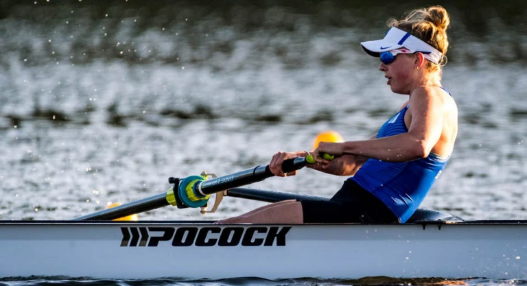 Duke rowing outdoor close up side view