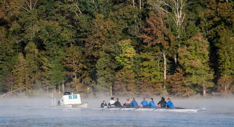 Duke rowing outdoor with launch
