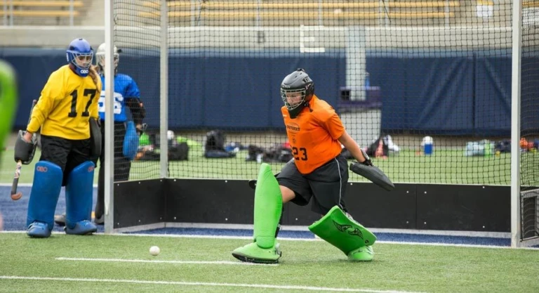 Cal Field Hockey Camp Goalie Block