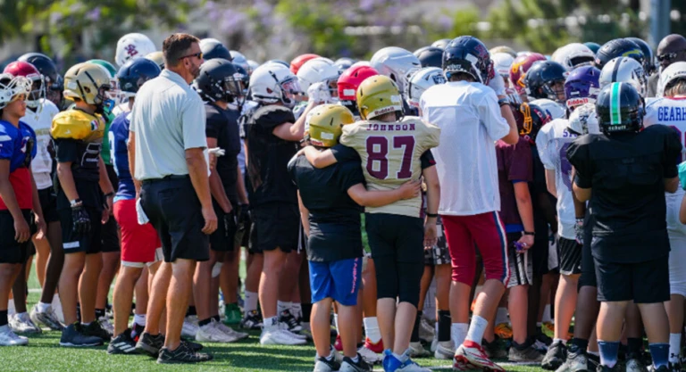 Contact Football Stock Photo Team Huddle