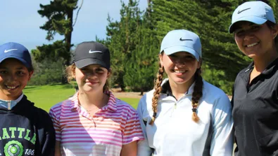 Nike Junior Golf Camp group photo at tee shot png