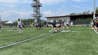 Virginia tech lacrosse camp warm up line