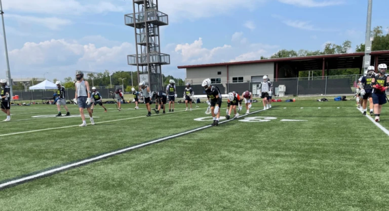 Virginia tech lacrosse camp warm up line
