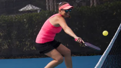 Photoshoot 2 pickleball girl backhand net