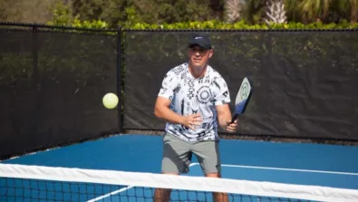 Photoshoot 2 pickleball lefty forehand net
