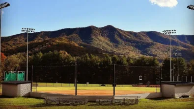 Montreat Softball Field with Mountains in Back