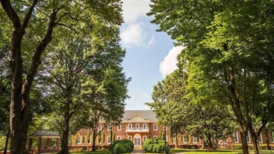 Guilford College Campus Building with Trees