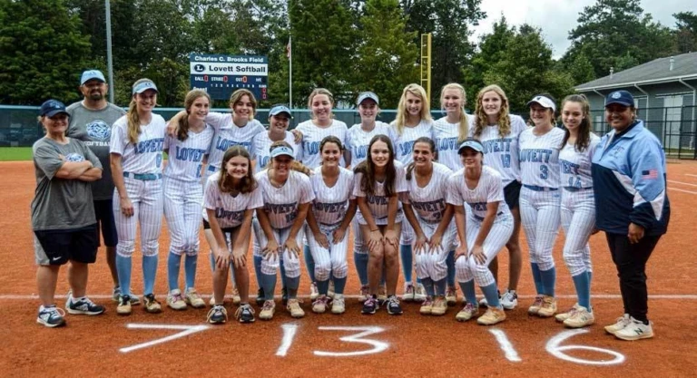 Lovett Softball Team Picture on Diamond