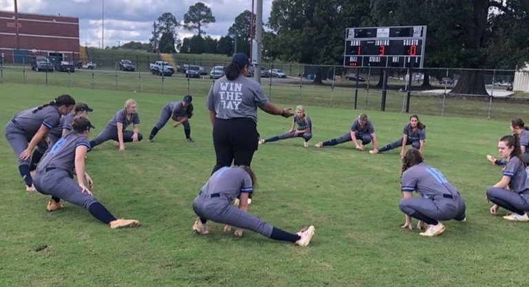 Lovett Softball Team Stretching