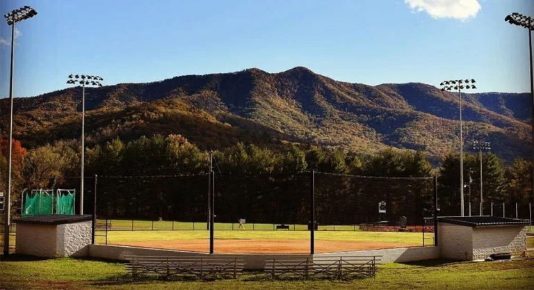 Montreat Softball Field with Mountains in Back