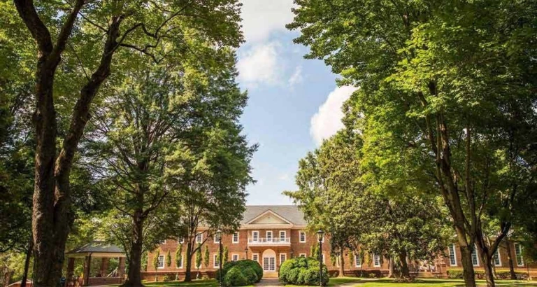 Guilford College Campus Building with Trees