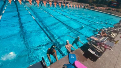 Pepperdine swim camp campers lanes