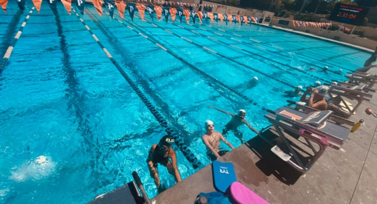 Pepperdine swim camp campers lanes