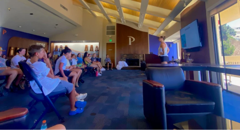 Pepperdine swim camp classroom session