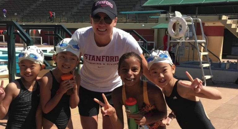 Stanford Swim Camp Coach Campers